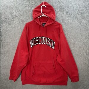 Vintage Wisconsin Badgers Sweatshirt Adult XL Red Hoodie Reverse Weave 90s Y2K